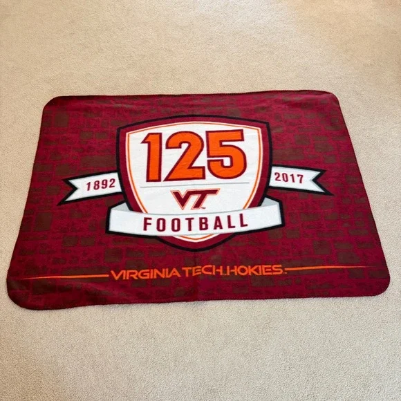 Virginia Tech Hokies Blanket 59x42 Maroon 125 Years Football Man CaveNorthwest