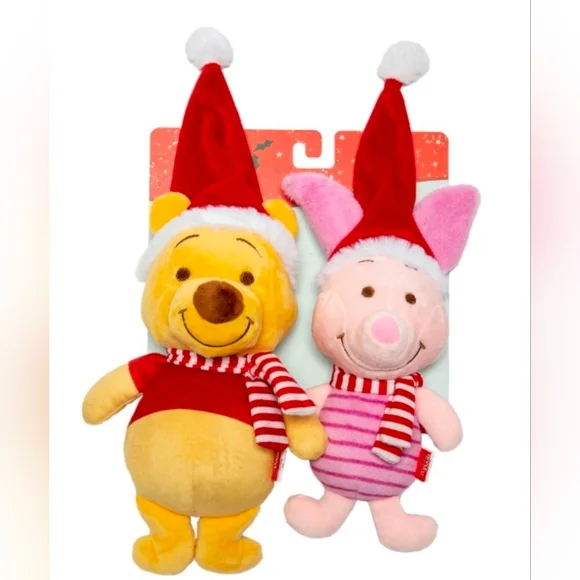 Disney Winnie the Pooh Piglet Christmas Dog Toy Set NWT