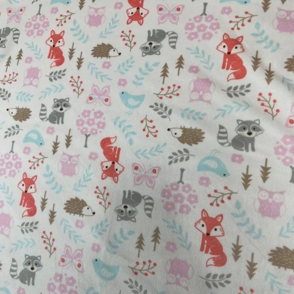 Hudson Baby Blanket Fox‎ Hedgehog Raccoon Woodland Animals HB Sherpa Pink