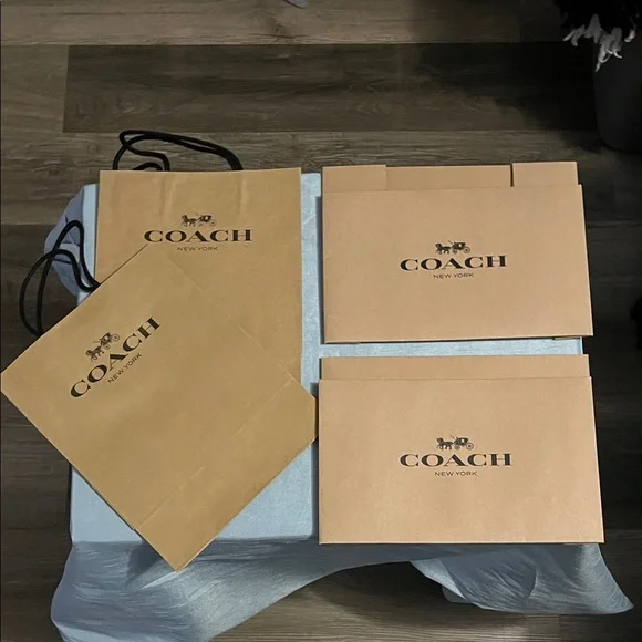 New Coach Brown Set Of 2 Shopping Bags And 2 Gift Boxes Set