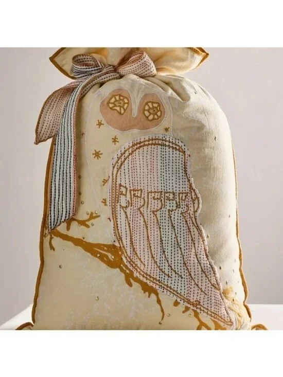 Free People One Perfect Present Gift Bag Sack Embellished Owl Whimsical Enchant