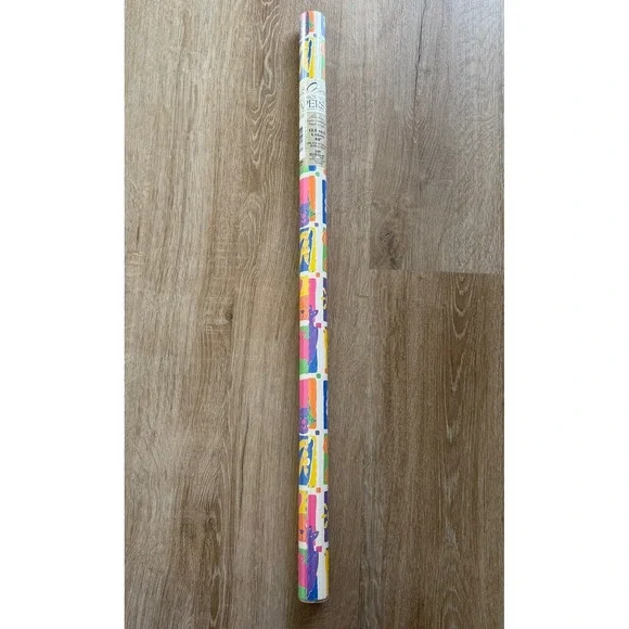 1997 Vtg Bright Animal Baby Kids Gift Wrap Roll Paramount Papers New Sealed