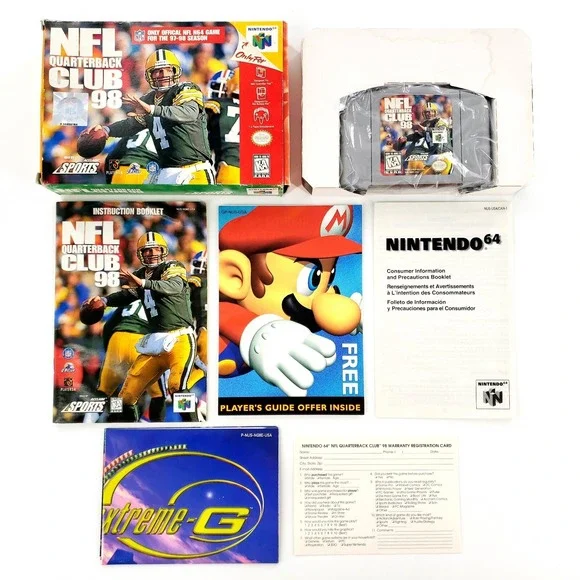 NFL Quarterback Club 98 (Nintendo 64, 1997) Authentic Complete Tested & Works