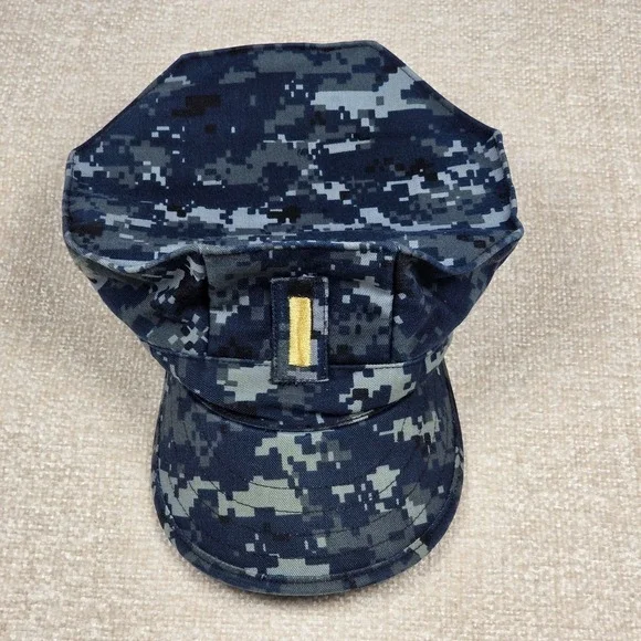 US Navy Blue Digital Camo 8 Point Utility Hat Cap Size 7 3/8 Military Ensign