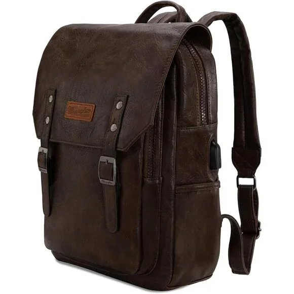 ✨Men Brown Montana West Wrangler Leather Purse Laptop Backpack Fashion Backpack
