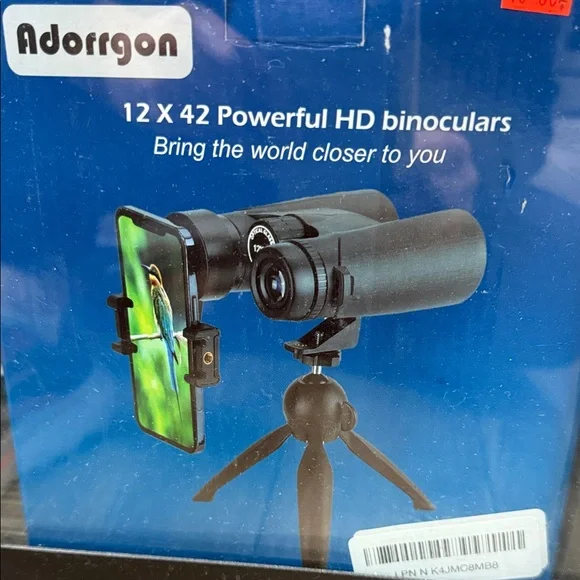 Black HD Binoculars with Smartphone Adapter