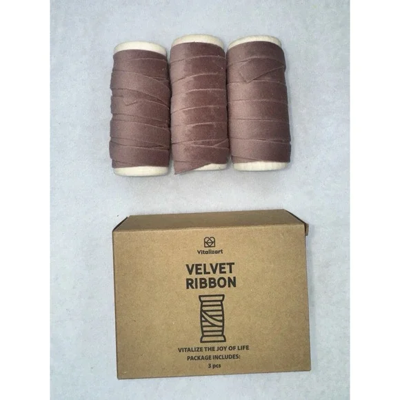 3 Pack Rose Gold Velvet Ribbon 3/8