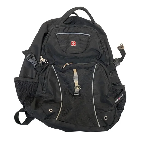 SwissGear Airflow Laptop Backpack Black Travel School Book Bag Multi Pocket