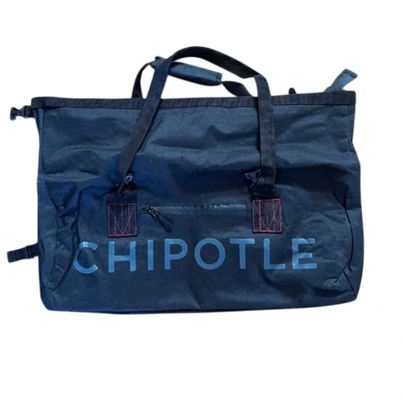Chipotle Laptop Messenger Bag Black Nylon Work‎ Shoulder Bag Logo