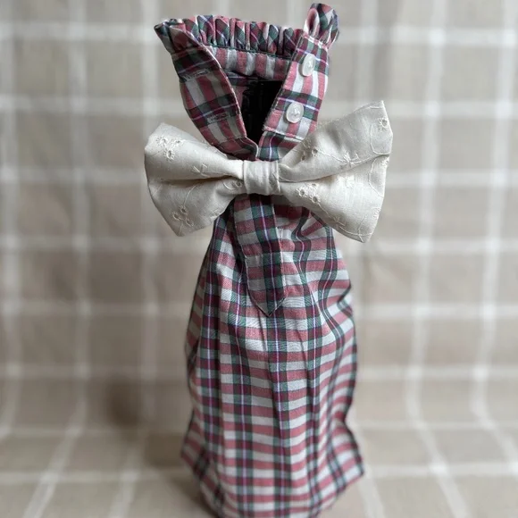Handcrafted Wine or Liquor Bottle Gift Bag Made From Shirt and Tie