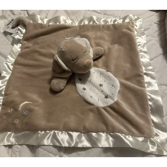 Douglas Baby Auggie Tan Puppy Satin Trim Dog‎ Snuggler Plush Stuffed Animal