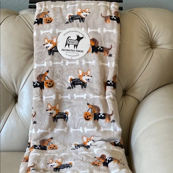Dachshund and Corgi Halloween Throw Blanket