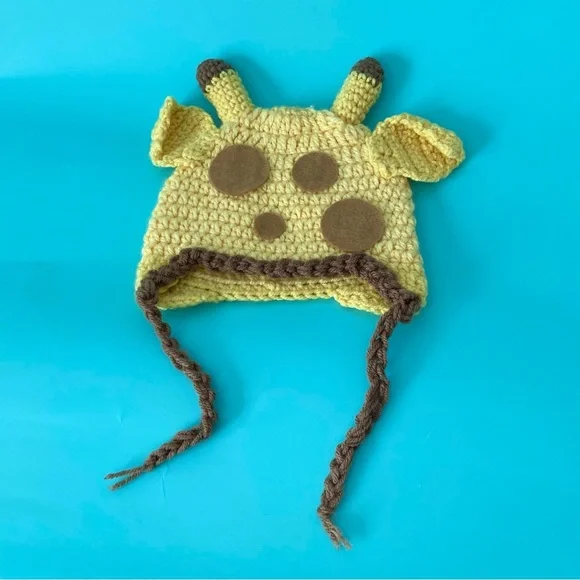 Crochet knit baby toddler giraffe beanie hat