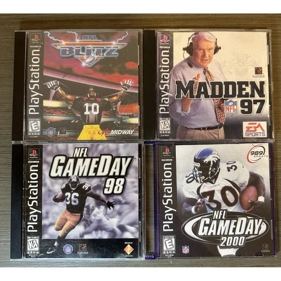 PS1 Football Game Lot - NFL Blitz, Madden 97, Gameday 2000, Gameday 98 CIB