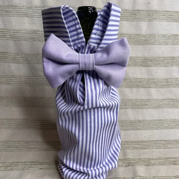 Handcrafted Wine or Liquor Bottle Gift Bag Made From Shirt and Tie