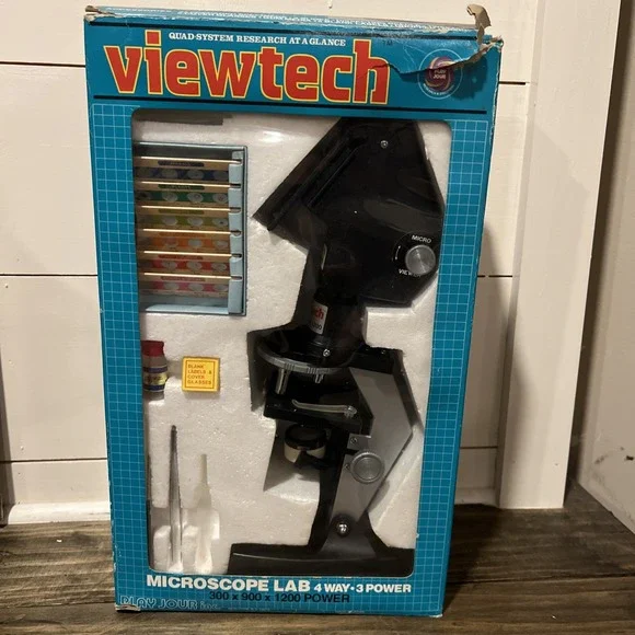 VTG 1990's Viewteck Microscope Lab 4 Way 3 Power