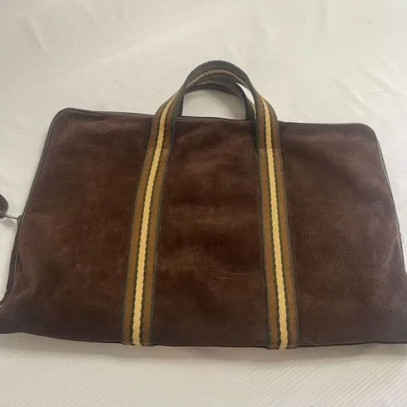 Flora Grossman Brown Leather Bag Clutch Purse Handbag Briefcase Vtg 70s 80s