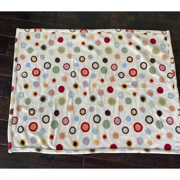 Tiddliwinks Baby Blanket Circles Dots Green Blue Orange Yellow Rings Soft 30x40