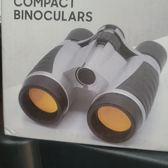 Compact Silver and Black Binoculars