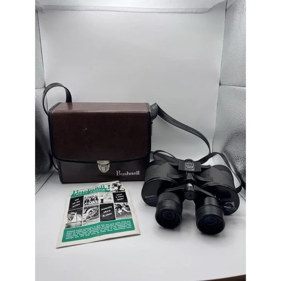 Vtg Bushnell SportView Binoculars Insta Focus 7x35 Extra Wide Angle w/Case&paper