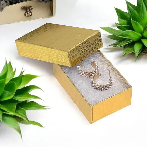 52 Gold Foil‎ Cotton Filled #21 Sz Boxes Jewelry Gift Box 2-1/8
