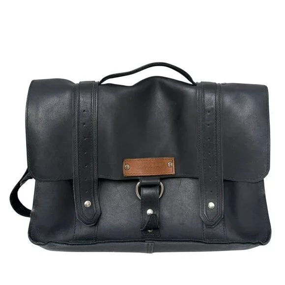 Copper River Bag Bolinas Voyager Laptop Briefcase Black Leather Large Messenger