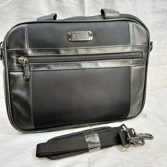 KENNETH COLE REACTION R-TECH Slim Black Briefcase Laptop Messenger Bag