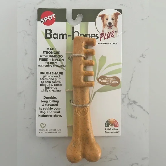 Spot Bam-bones Plus Chew Toy for Dogs - Peanut Butter Flavor- NWT