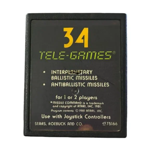Missile Command Tele Games - Atari 2600 - Cartridge Only - Tested & Works