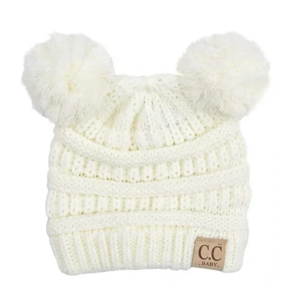 Pixie* Like New! C.C. Baby White Pom Pom Beanie
