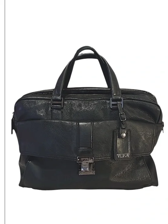 TUMI Vintage Black Leather Beacon Hill Portfolio Organizer Unisex Laptop Bag