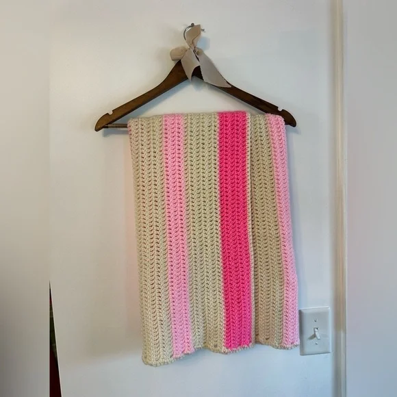 Pink and Cream Crochet baby Blanket