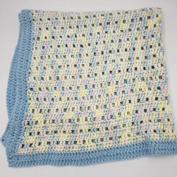 Handmade Crochet Baby‎ Blanket with Multicolor Pastel Design