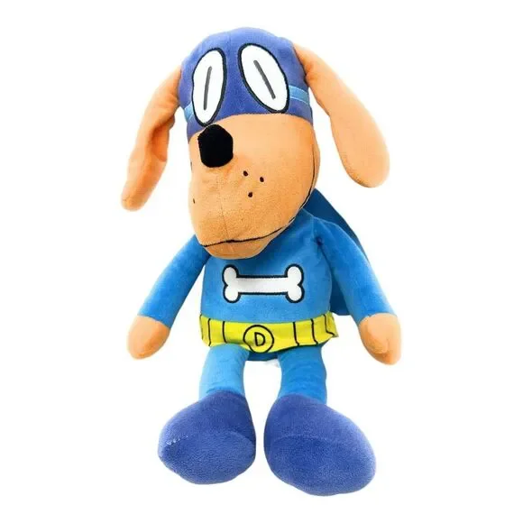 MerryMakers Plush Dog Man Stuffed Animal Toy Dav Pilkey Blue Tan‎ Soft 9