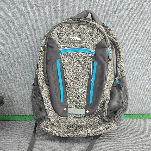 High Sierra Backpack Gray Blue Mesh Laptop School Bag