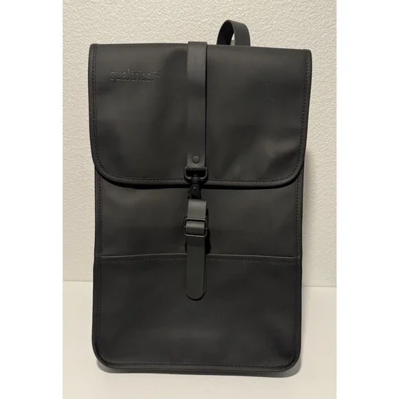 RAINS Slim Laptop Backpack Black Qualtrics Waterproof Rubber Work Commuter
