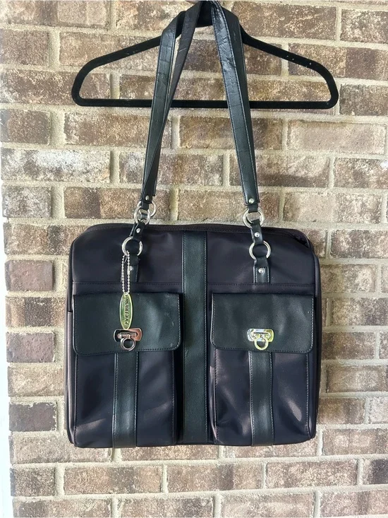 🤩 Mobile Edge Black Laptop Tote Bag Messenger Shoulder Bag Faux Leather Y2K
