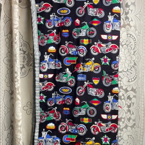 Motorcycle Print Black Throw Blanket Homemade