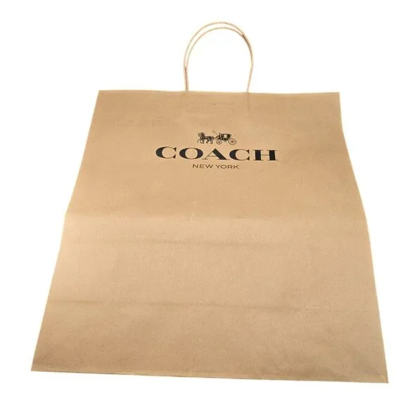 Coach New York Large Brown Paper Shopping Bag With Twisted Handles vr1034