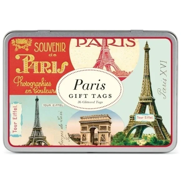 36 Paris themed Gift Tags in tin NWT