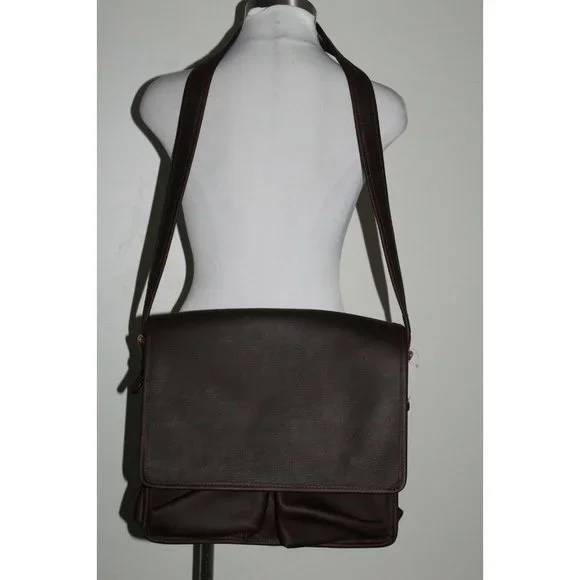 ASTON Orwell Mailman Leather Espresso Brown Messenger‎ Laptop Bag MSRP $385