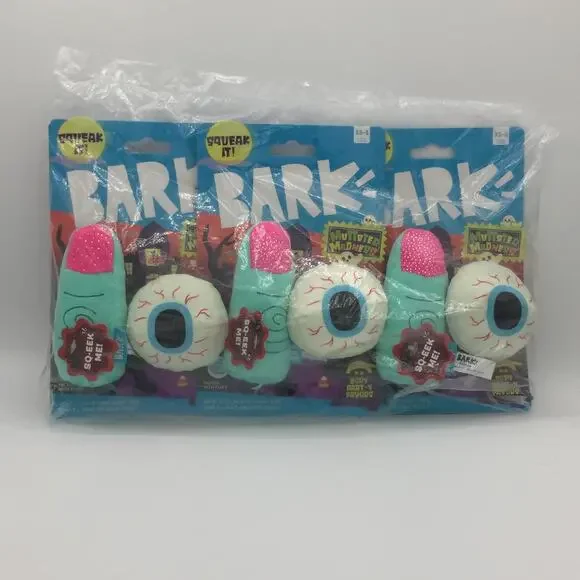 Bark Spooky Dog Toys Body Parts Eyeball Finger Squeaker Lot NWT XS-S
