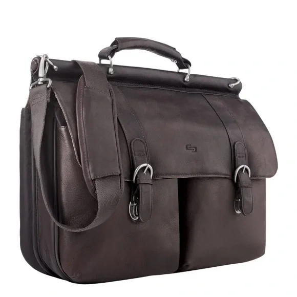 Solo New York Leather Laptop Briefcase Bag