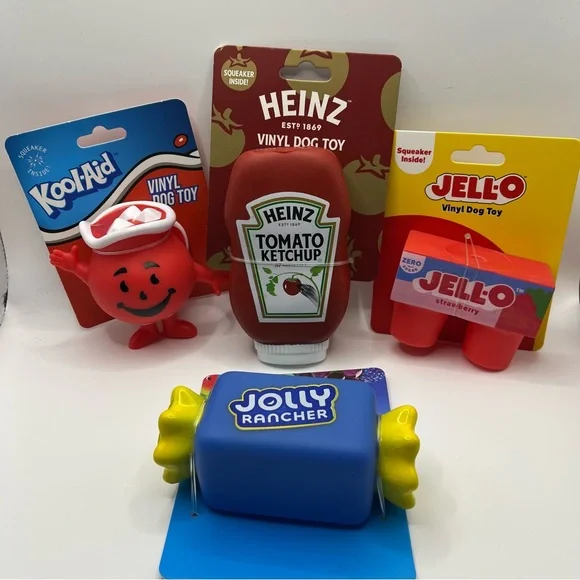 NWT‎ Novelty Dog Toys Lot of 4 | Retro Food Squeaky Toys