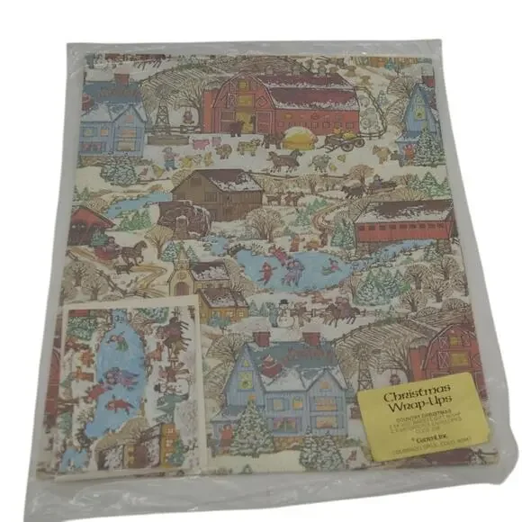 Vintage Current Country Christmas Wrapping Paper Wrap-Ups