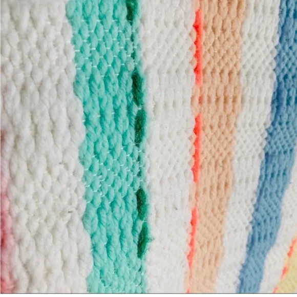 Hand Woven Baby Blanket Vintage 38” Square