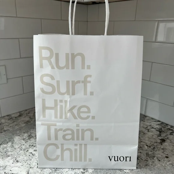 Vuori Cream Motivational Tote gift bag medium size run surf hike