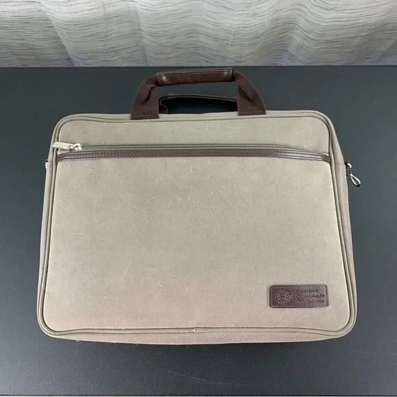 Golden Bell Tan and Brown Durable laptop bag with faux Leather Handle.