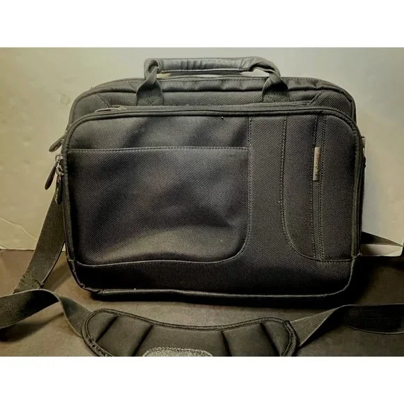 Samsonite padded laptop bag briefcase messenger shoulder strap black 16