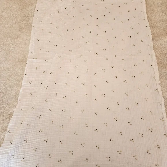 Cloud Island Cream Floral Patterned Baby Reveiving Blanket. Light Weight Gauze